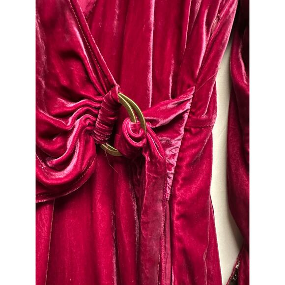 Maeve by Anthropologie Velvet Wrap Dress Red Size 6 Holiday - Picture 4 of 12